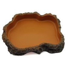 Medium Orange Resin Reptile Rock Water Food Feeder Bowl Terrarium Decor Dish
