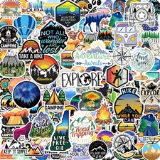 200PCS Camping Stickers - Water Bottles, Outdoor Adventure, Vinyl Waterproof ...