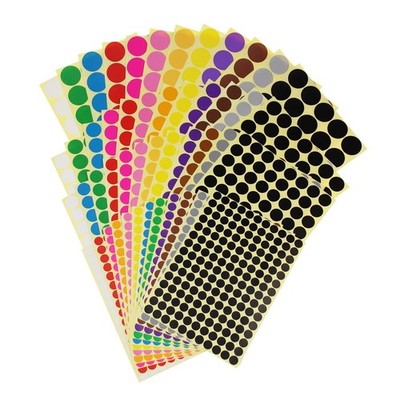 LJY Color Coding Labels Removable Small Circle Round Mixed, 12 Color/4452 Pcs 