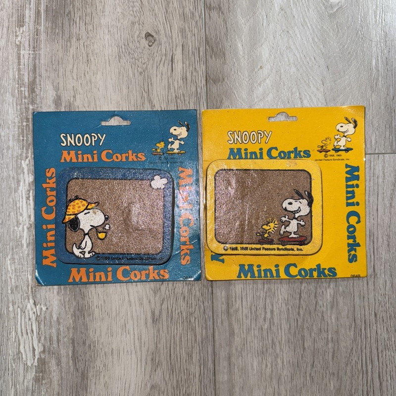 Vintage 1968 Peanuts Snoopy Corks Corkboard Lot Of 2