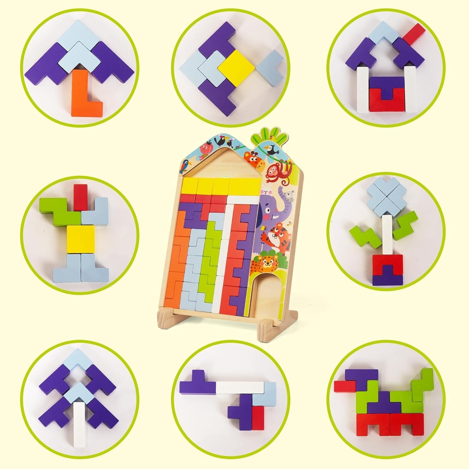 Wooden Blocks Puzzle Brain Teaser Toy - Jigsaw  3D Blocks Game - NEW IN BOX