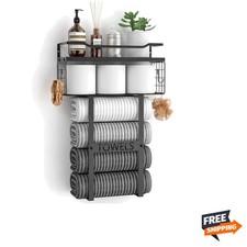 Wall Mounted Towel Rack for Bathroom - Bath Storage Holder Set Above Toilet, ...