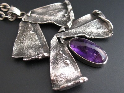 Anhänger Silber 900 Richter von Berchem Handarbeit groß mit Amethyst Edelstein