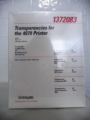 Lexmark International, Inc. Transparencies for the Color Jeptrinter 4079/4079+