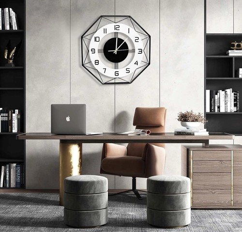 TopCity Orologio da Parete Classico Grande 20 Pollici Metallo Bianco e Nero - Foto 2 di 12
