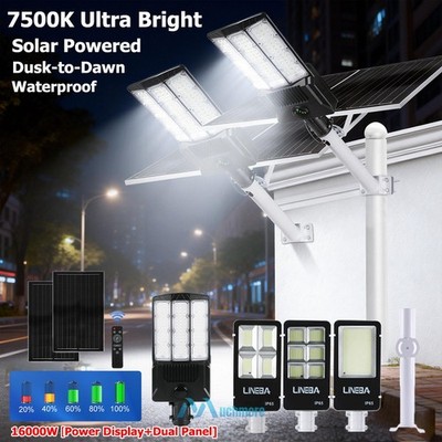 Solar Lights Outdoor Super Bright Large Solar Street Lights Dusk Dawn 19000000lm