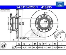 2 pieces brake disc ATE 24.0116-0235.1 for Ford