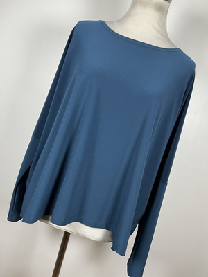 #ad Sympli 2 Shirt Top Teal Blue Oversized Boxy Long Sleeve Stretch Travel Woman H9 $22.10