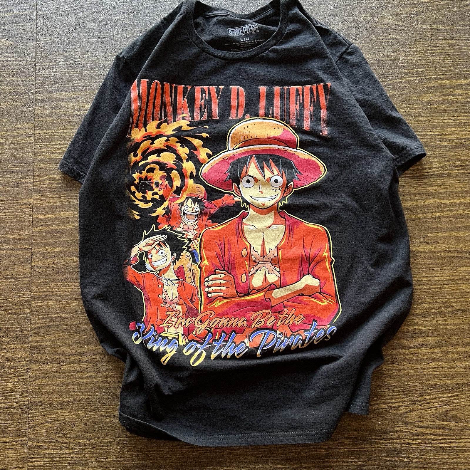 One Piece Monkey D. Luffy Anime Graphic T-Shirt Black Men’s Large
