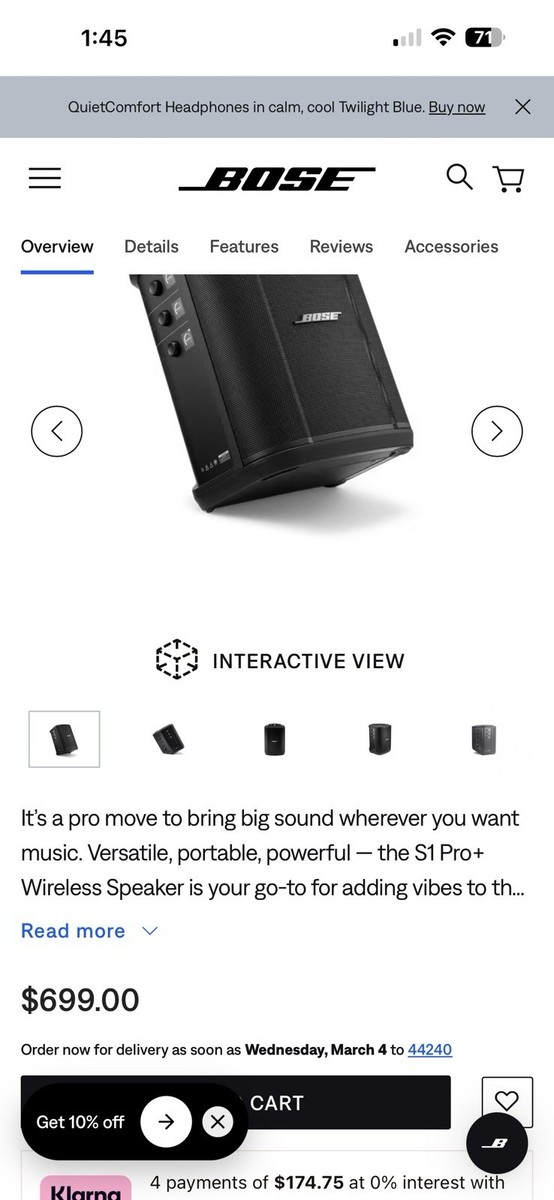 Bose S1 Pro PA Speaker System - Black (787930-1120) for sale