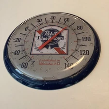 Pabst Blue Ribbon Reproduction 16” Round Metal Thermometer