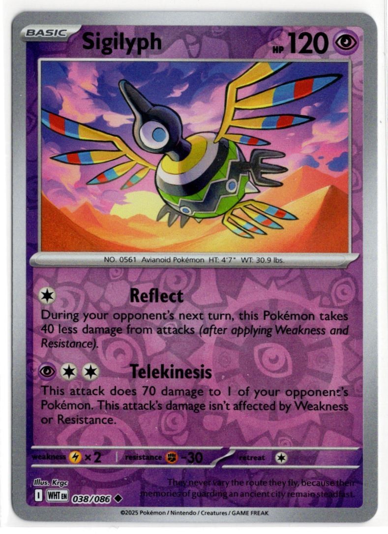 Pokemon White Flare Reverse Holo 038/086 Sigilyph