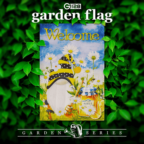 Gartenfahne Willkommen Bienenzwerg mit Honig 12x18 Zoll Blockout Stoff doppelseitig - Bild 2 von 8