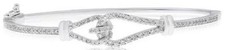 ESTATE .68CT DIAMOND 18KT WHITE GOLD 3D CLASSIC LOVE KNOT FUN BANGLE BRACELET
