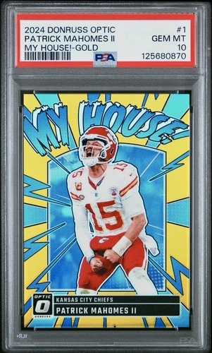 Patrick Mahomes II 06/10 Gold PSA 10 Gem 2024 Panini Donruss Optic Football Card