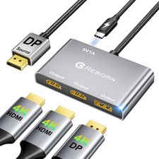 DisplayPort to Dual HDMI Splitter and DP Adapter 4K 60Hz, DP Source to 2 HDMI...