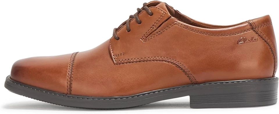 Novo Sapato de Couro Masculino Clarks Cosgrove Cap - Bronzeado Escuro - Varejo $90 - Imagem 2 de 4