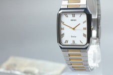 Vintage [Exc+5] SEIKO Dolce 5E31-5B00 28mm Tungsten Roman White Qz Men's Watch