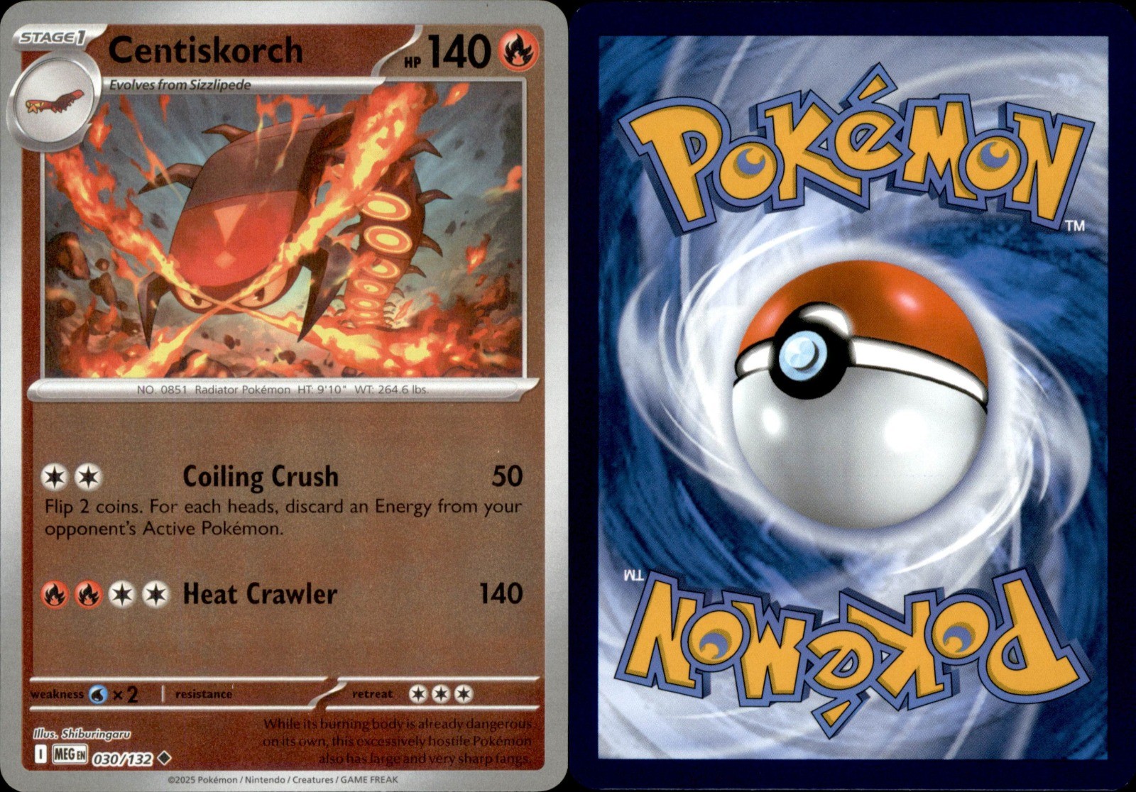 Centiskorch Reverse Holo 030/132 2025 Fire LP ME01: Mega Evolution Uncommon