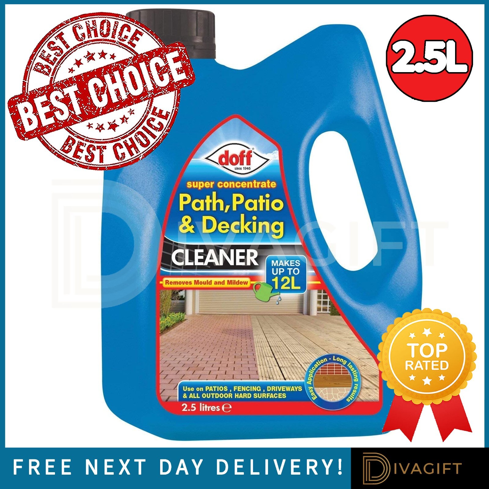 2.5L DOFF PATIO CLEANER MOULD ALGAE KILLER FLUID 25 STRONGER DRIVE