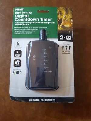 Prime Light Sensing Digital Countdown Timer   Indoor/Outdoor- New in box