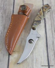 6.75" ELK RIDGE CAMO PAKKAWOOD FIXED BLADE FULL TANG SKINNING KNIFE WITH SHEATH 