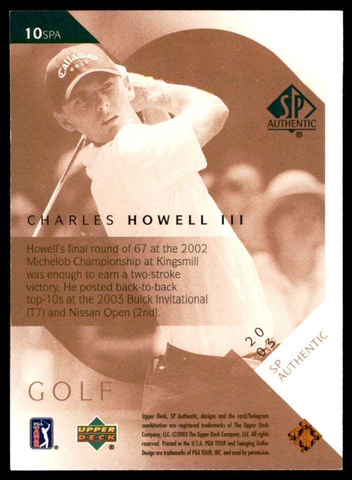 2003 Upper Deck SP Authentic Charles Howell III Golf Card #10 | eBay