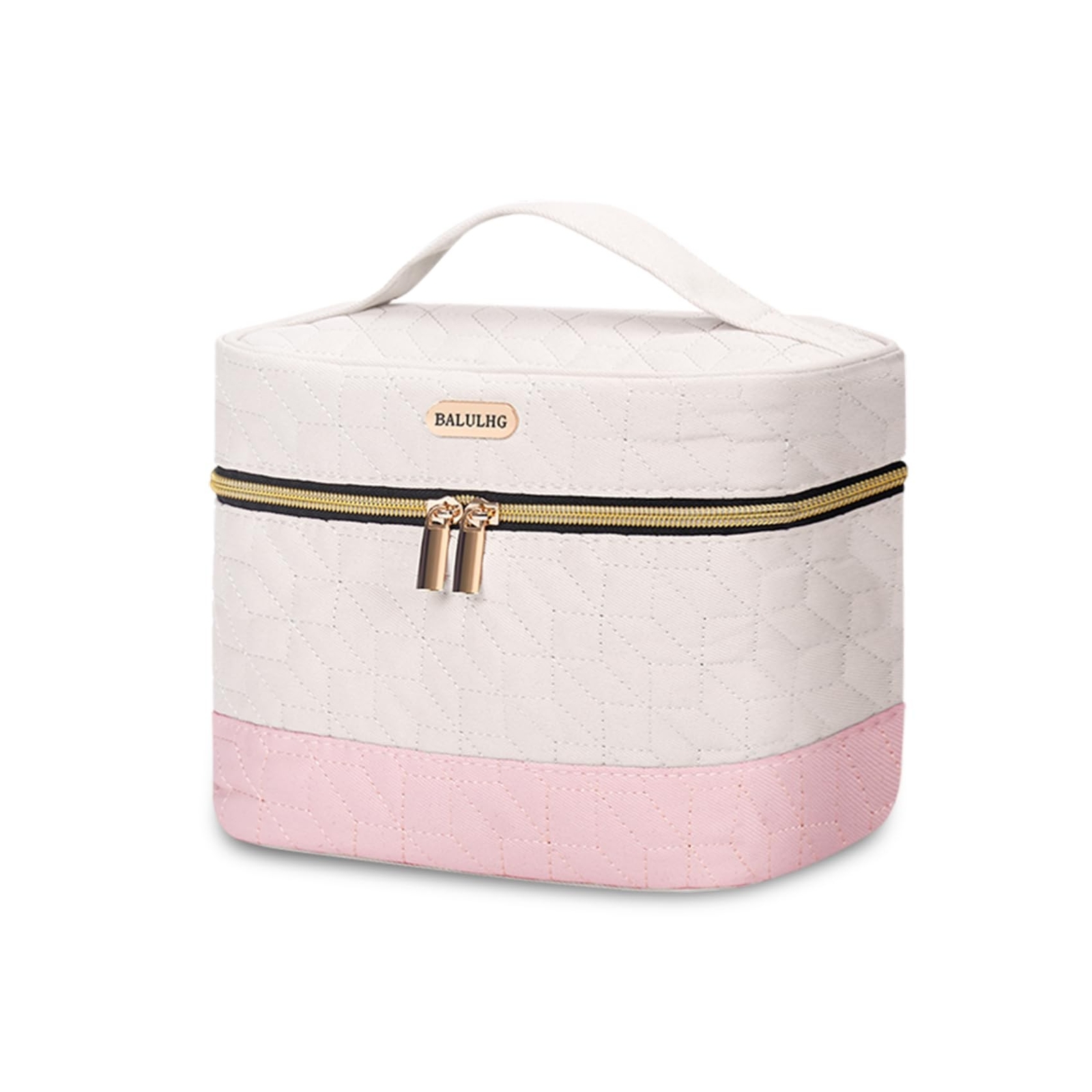 Portable Waterproof Beige Travel Makeup Organizer Bag with Spacious Capacity  