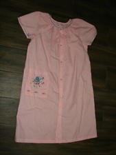 Vintage Smart Time Nightgown House Dress White/ Pink snap closure LARGE