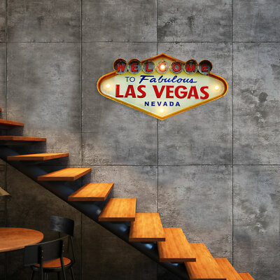 Vintage LED Light Metal Neon Signs Welcome to Las Vegas Pub Cafe Wall Decor