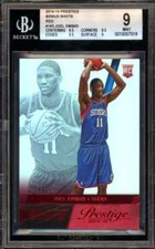 Joel Embiid Rookie Card 2014-15 Prestige Bonus Shots Red (pop 2) #163 BGS 9