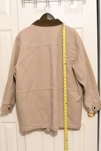Giacca coro vintage cachi beige 3 tasche grande cappotto foderato flanella oversize autunno - Foto 2 di 3