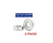 LOT 2 6204Z 6204-ZZ C3 EMQ Premium Metal Shielded Ball Bearing 20x47x14