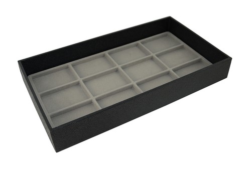 Display Tray Black Leatherette With Choice Of Grey Compartment Jewellery Insert - Picture 12 of 31
