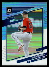 2021 Donruss Optic #185 Shane Bieber Carolina Blue & White card