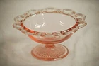 Lace Edge Pink Compote Dish Depression Glass Anchor Hocking