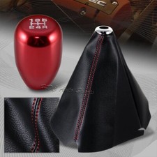Red Stitch Leather Manual Shift Boot T-r Red 5-speed Shifter Knob Universal