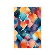 Watercolor Geometric Wall Art, Vibrant Matte Posters for Home Decor, Colorful