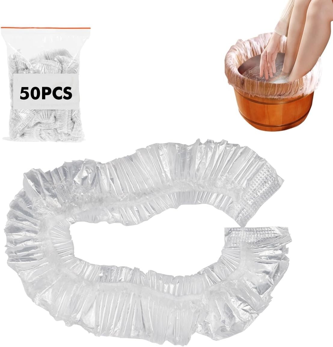 Disposable Pedicure Liner, Portable Premium Plastic Bags Fit All Pedicure  50Pcs