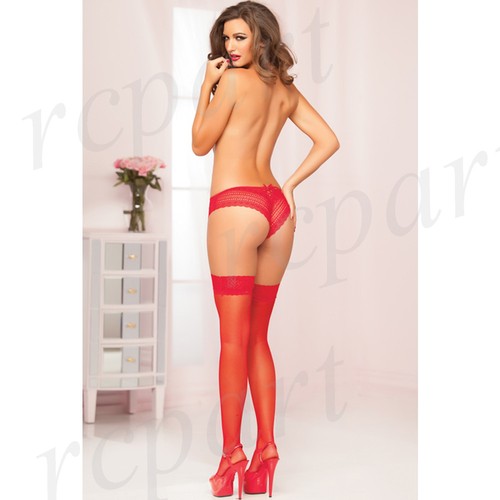 Neu durchsichtiges Spitzenoberschenkeloberteil Strumpfhose Einheitsgröße schwarz rot weiß Akt 20302 - Bild 15 von 18