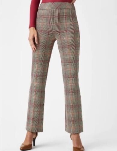 Spanx The Perfect Kick Flare Pants in Orange Pop Plaid 1X - Picture 1 of 10