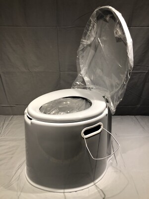 PLAYBERG PORTABLE GRAY CAMPING TOILET w/ ELONGATED SHAPE *BRAND