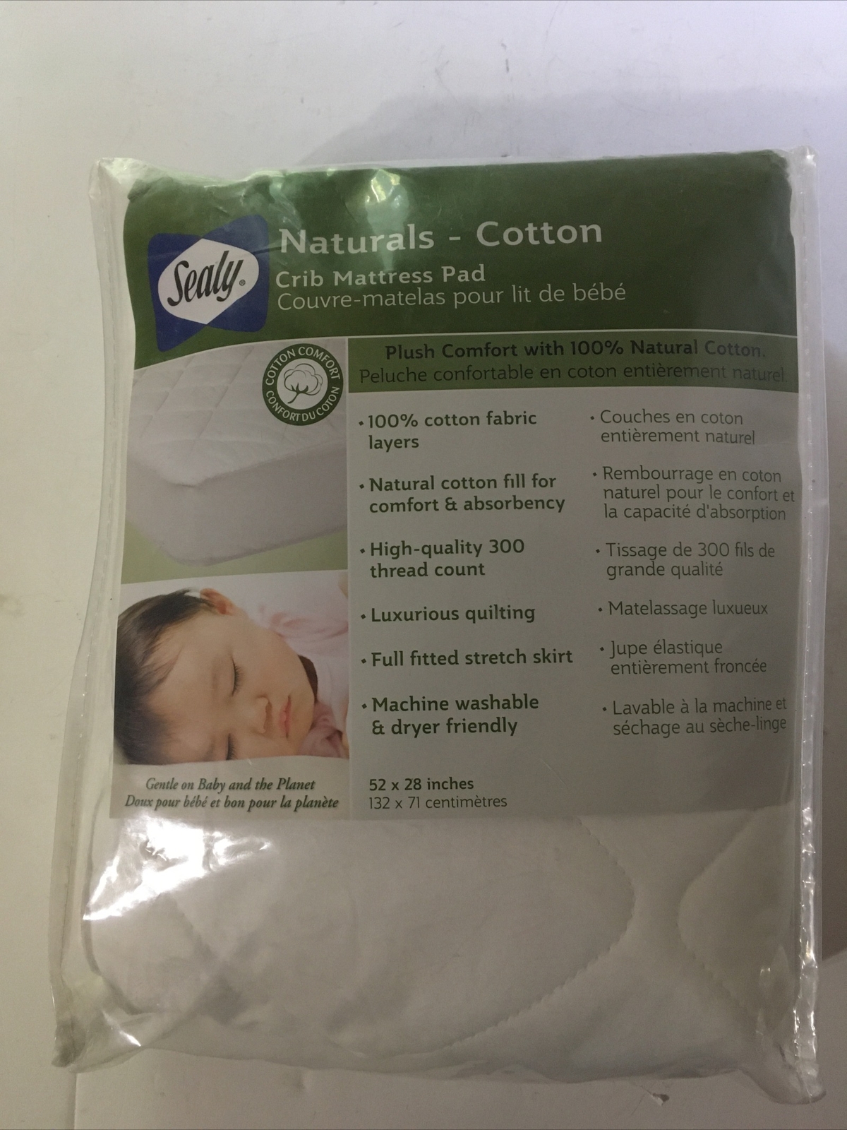 Sealy Naturals Cotton Crib Mattress Pad 52x28 For Sale Online Ebay