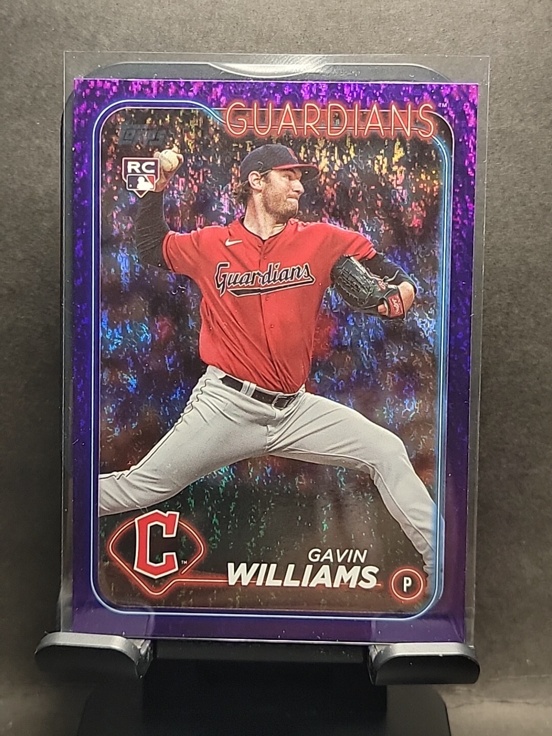 2024 Topps Series 1 Gavin Williams Purple Holofoil Board RC #/799 #242 Guardians