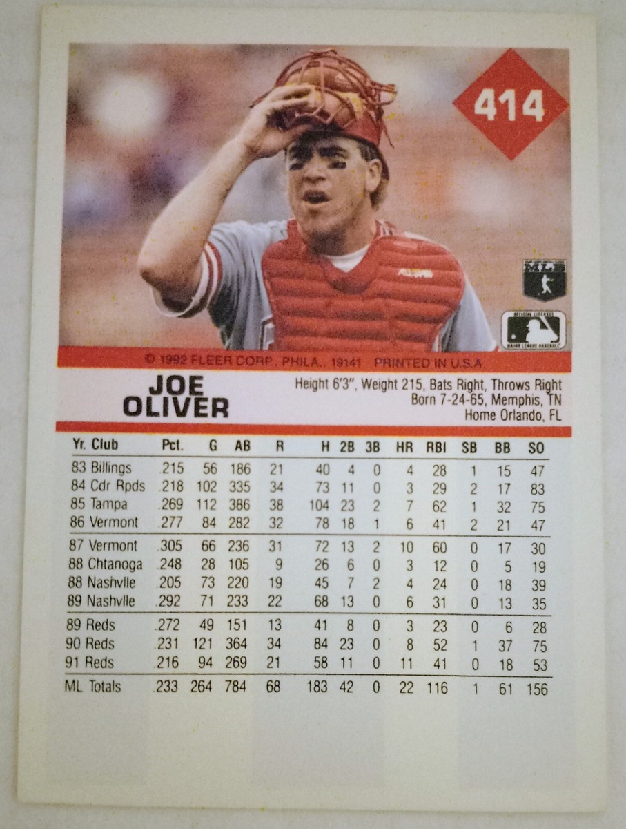 1992 Fleer - #414 Joe Oliver Cincinnati Reds | eBay