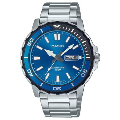 Casio MTD125D-2A1V Men's Marine Sport Stainless Steel Blue Dial Day Date 100M