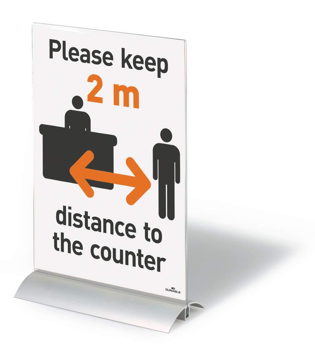 Durable Presenter Sign and Literature Holder Desktop Acrylic with Metal Base A4