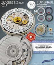 MOVEMENT AUTOMATIC ETA 2893-2 GMT, DECORATED, TOP GRADE GLUCYDUR, HH4 BLUE SCREW
