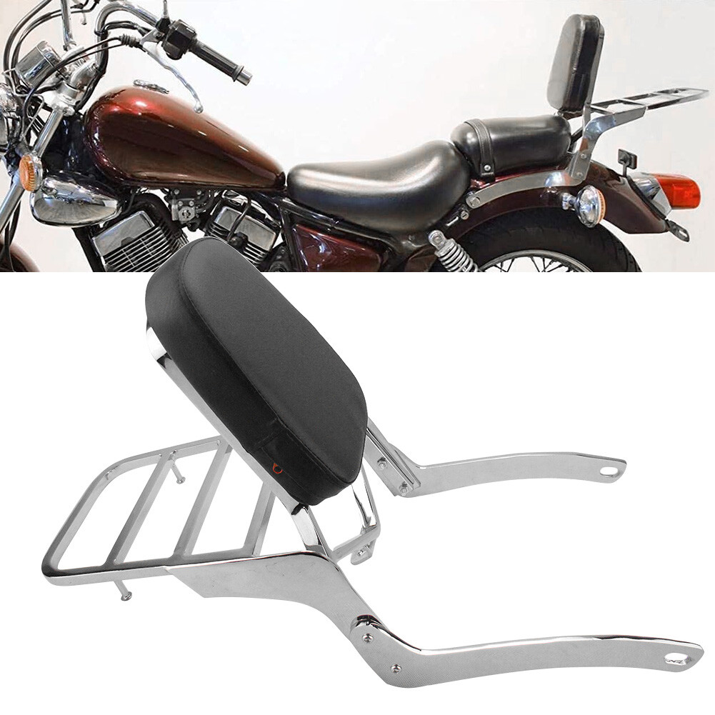 Schienale Sissy Bar Per Yamaha Virago 125-250 (1989-2011) - Nero Con Portapacchi E Imbottitura - Foto 11