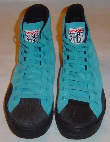 VISION STREET WEAR '80s Suede Skateboard Shoes Turquoise Blue Hi 3 UK / 4 USA - Picture 3 of 5
